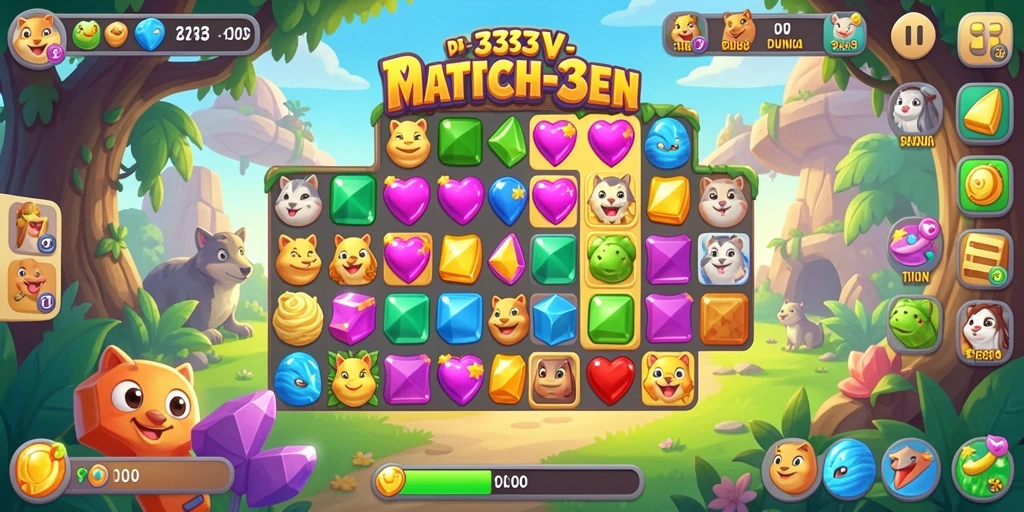 Tangkapan layar utama 333V menampilkan gameplay seru Match-3.
