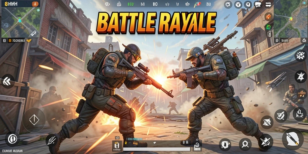 Tampilan gameplay seru dari 8HHH dalam genre Battle Royale.