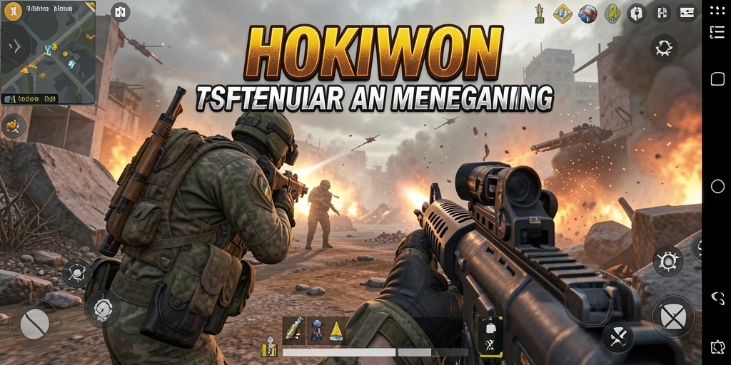 Screenshot HOKIWON menampilkan aksi intens gameplay FPS.