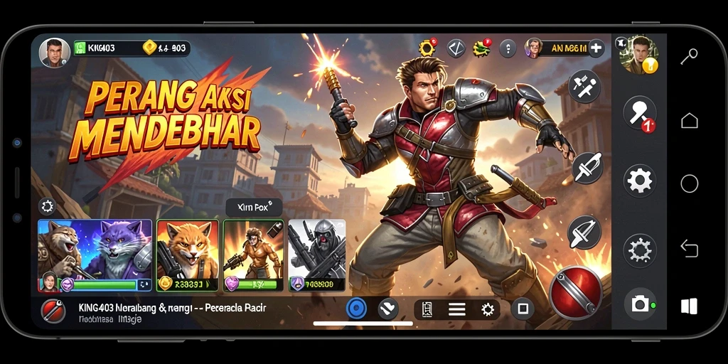 Tampilan gameplay KING403 dengan aksi pertempuran yang intens.