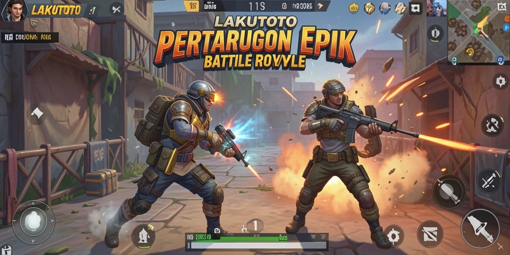 Gameplay seru dan menegangkan di <strong>LAKUTOTO</strong> saat bertarung di arena Battle Royale.