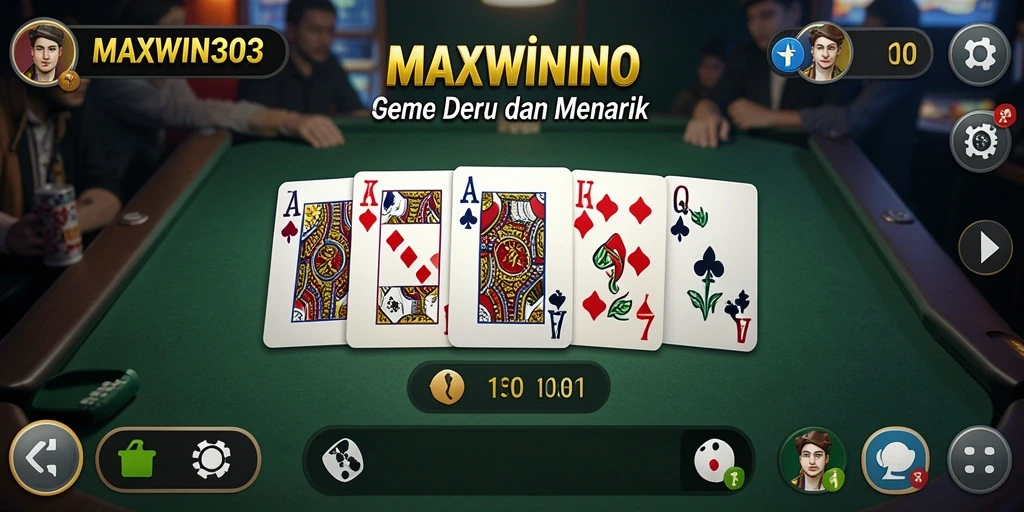 Tampilan gameplay seru dari MAXWIN303 saat bermain domino secara online.