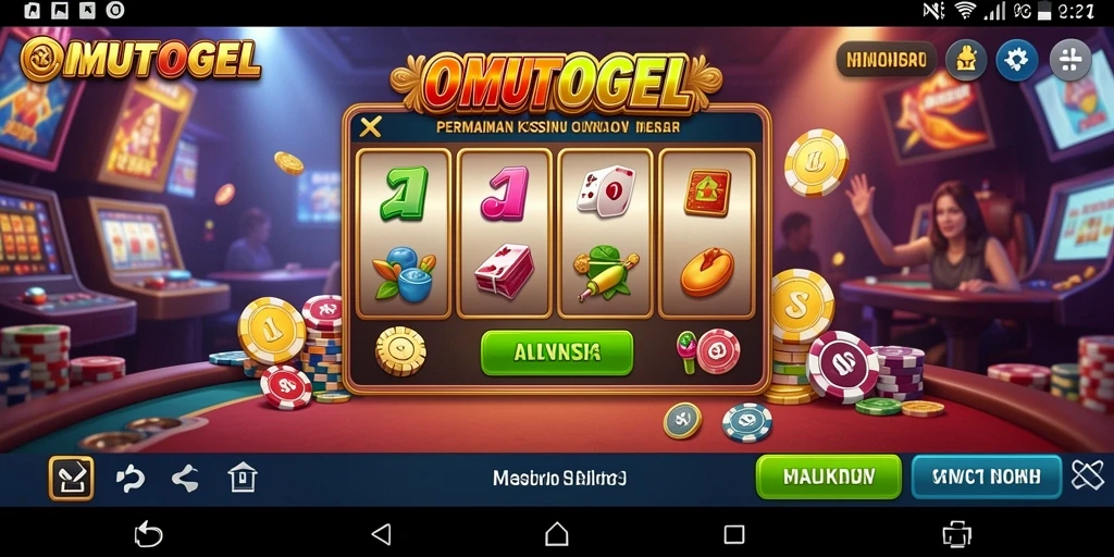 Tampilan захватывающий из OMUTOGEL menunjukkan gameplay kasino yang menarik.