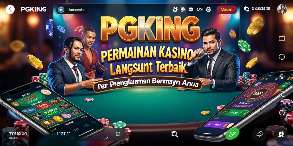Tampilan gameplay PGKING yang menarik dengan dealer langsung dan berbagai meja permainan.