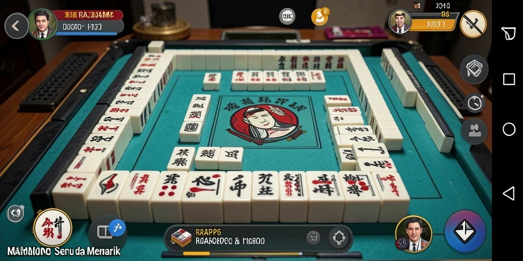 Gameplay RAJAMPO yang menarik dengan desain ubin Mahjong.