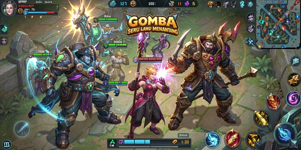 Screenshot gameplay RPRPRP yang menampilkan pertarungan seru antara tim.