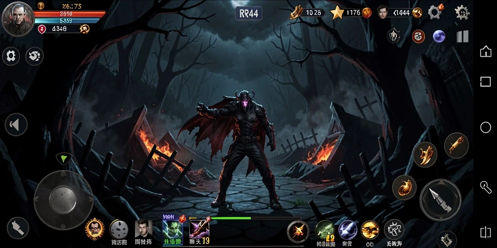 Screenshot utama RR44 menampilkan gameplay menegangkan dalam kegelapan.