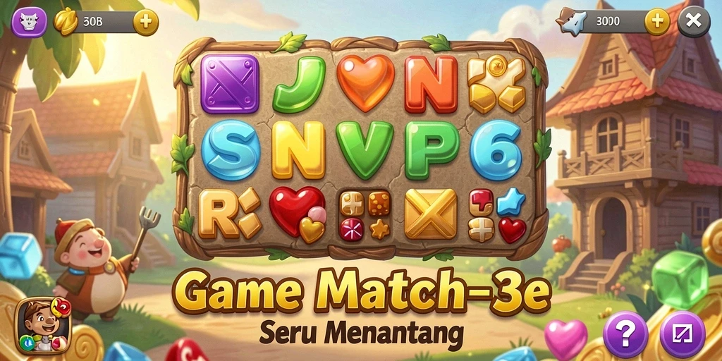Screenshot RSNVIP6 menunjukkan gameplay Match-3 yang seru.